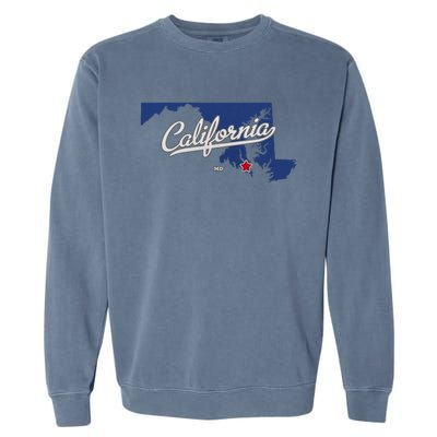 California Maryland Md Map Garment-Dyed Sweatshirt