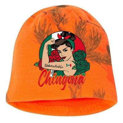 Chingona Mexico Mexican Mujer Mexicana Flag Kati - Camo Knit Beanie