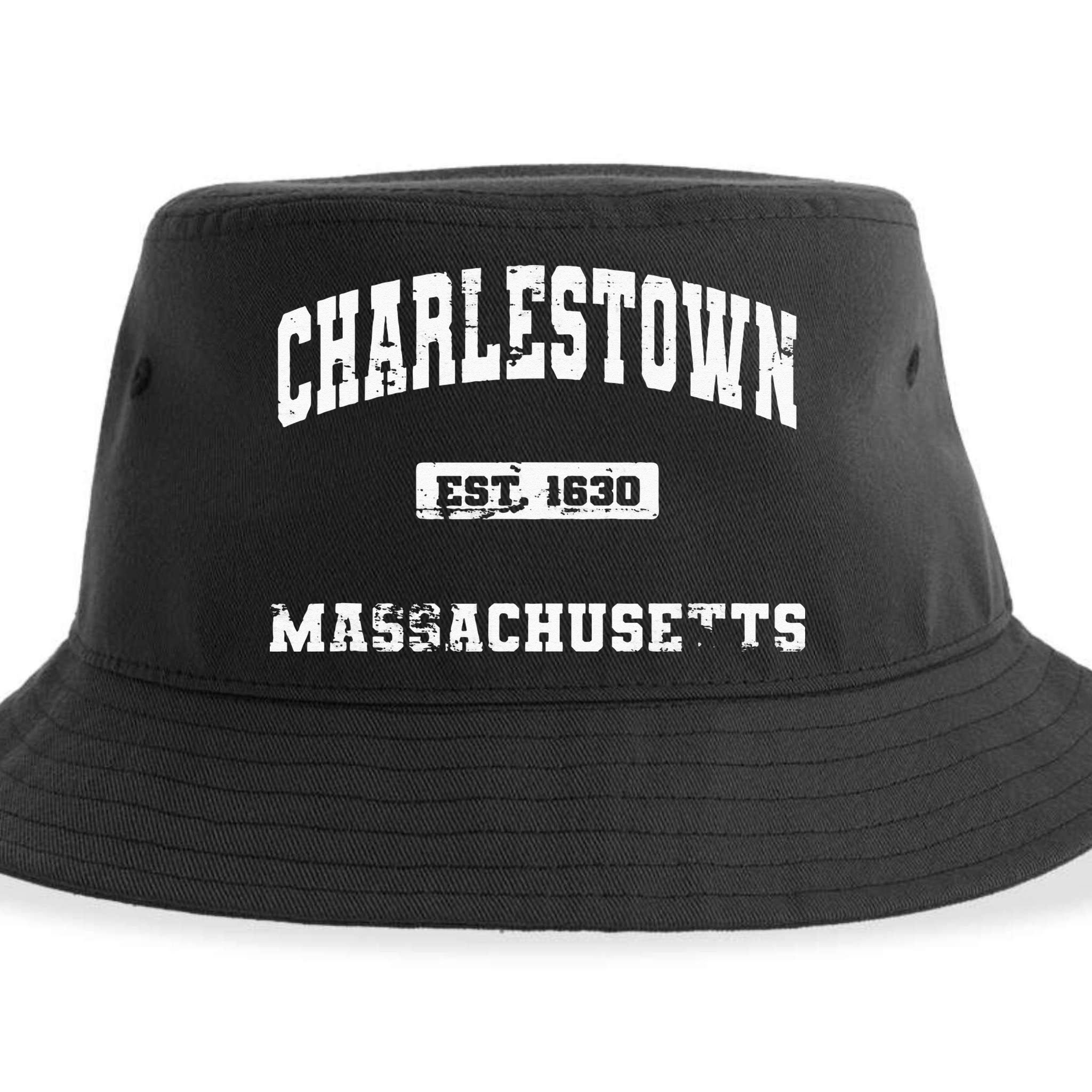 Charlestown Massachusetts MA State Vintage Athletic Style Sustainable Bucket Hat