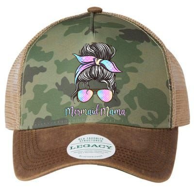 Cute Mermaid Mama Messy Hair Bun Glasses Mother's Day Legacy Tie Dye Trucker Hat