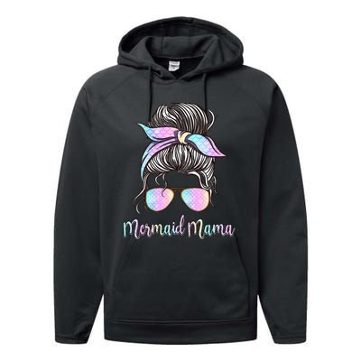 Cute Mermaid Mama Messy Hair Bun Glasses Mother's Day Performance Fleece Hoodie