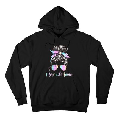 Cute Mermaid Mama Messy Hair Bun Glasses Mother's Day Hoodie