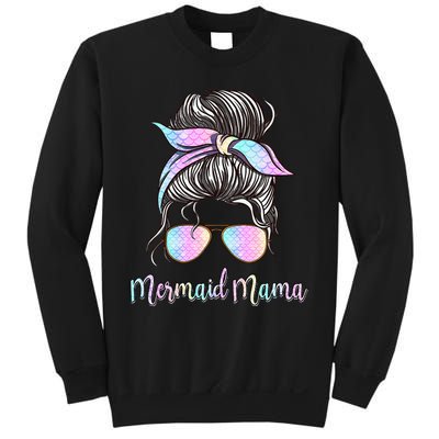 Cute Mermaid Mama Messy Hair Bun Glasses Mother's Day Sweatshirt