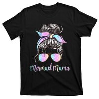 Cute Mermaid Mama Messy Hair Bun Glasses Mother's Day T-Shirt