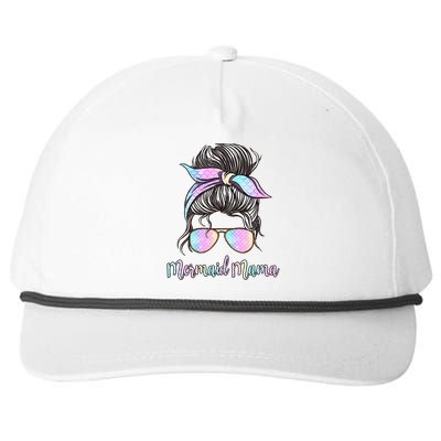 Cute Mermaid Mama Messy Hair Bun Glasses Mother's Day Snapback Five-Panel Rope Hat