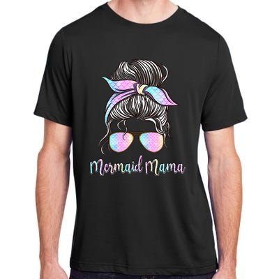 Cute Mermaid Mama Messy Hair Bun Glasses Mother's Day Adult ChromaSoft Performance T-Shirt