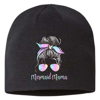 Cute Mermaid Mama Messy Hair Bun Glasses Mother's Day Sustainable Beanie