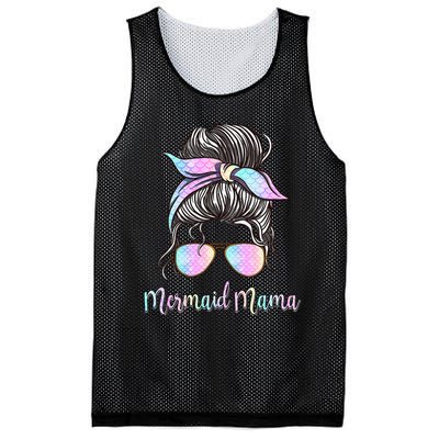 Cute Mermaid Mama Messy Hair Bun Glasses Mother's Day Mesh Reversible Basketball Jersey Tank