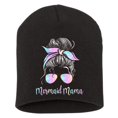 Cute Mermaid Mama Messy Hair Bun Glasses Mother's Day Short Acrylic Beanie