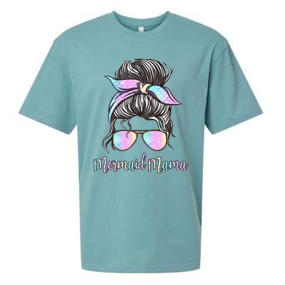 Cute Mermaid Mama Messy Hair Bun Glasses Mother's Day Sueded Cloud Jersey T-Shirt