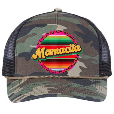 Cool Mamacita Mexican Mom Leopard Serape Cinco De Mayo Funny Gift Retro Rope Trucker Hat Cap