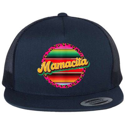 Cool Mamacita Mexican Mom Leopard Serape Cinco De Mayo Funny Gift Flat Bill Trucker Hat