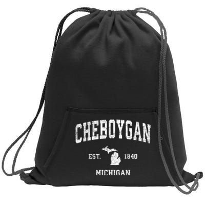 Cheboygan Michigan Mi Vintage Sports Sweatshirt Cinch Pack Bag