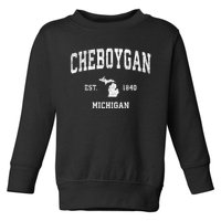 Cheboygan Michigan Mi Vintage Sports Toddler Sweatshirt