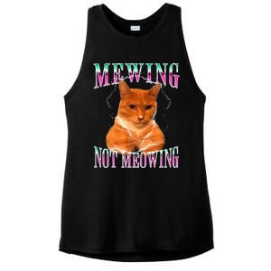 Cat Mewing Meme Mewing Not Meowing Ladies PosiCharge Tri-Blend Wicking Tank