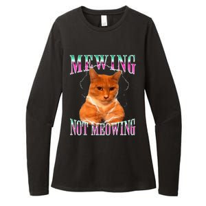 Cat Mewing Meme Mewing Not Meowing Womens CVC Long Sleeve Shirt