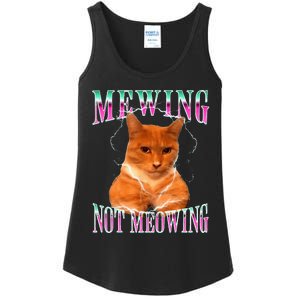 Cat Mewing Meme Mewing Not Meowing Ladies Essential Tank