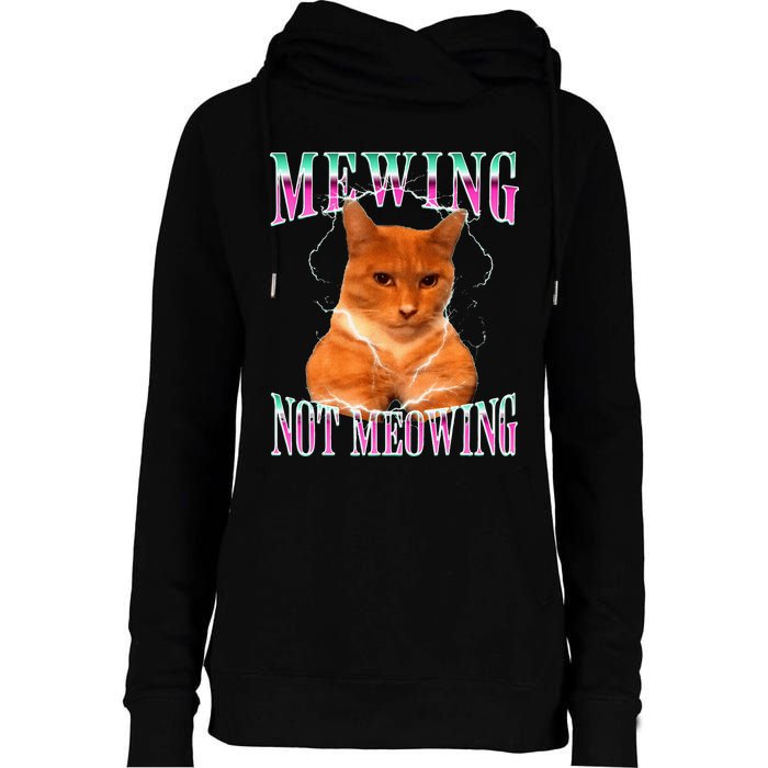 Cat Mewing Meme Mewing Not Meowing Womens Funnel Neck Pullover Hood