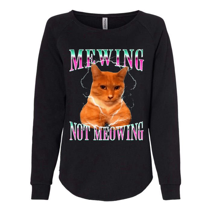 Cat Mewing Meme Mewing Not Meowing Womens California Wash Sweatshirt