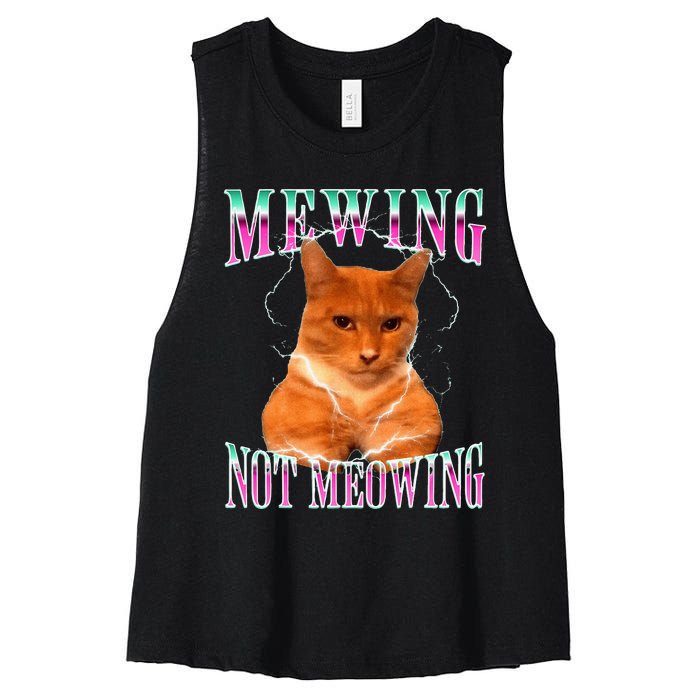 Cat Mewing Meme Mewing Not Meowing Women's Racerback Cropped Tank