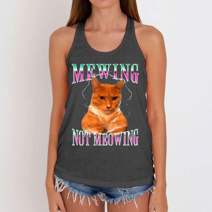 Cat Mewing Meme Mewing Not Meowing Women's Knotted Racerback Tank