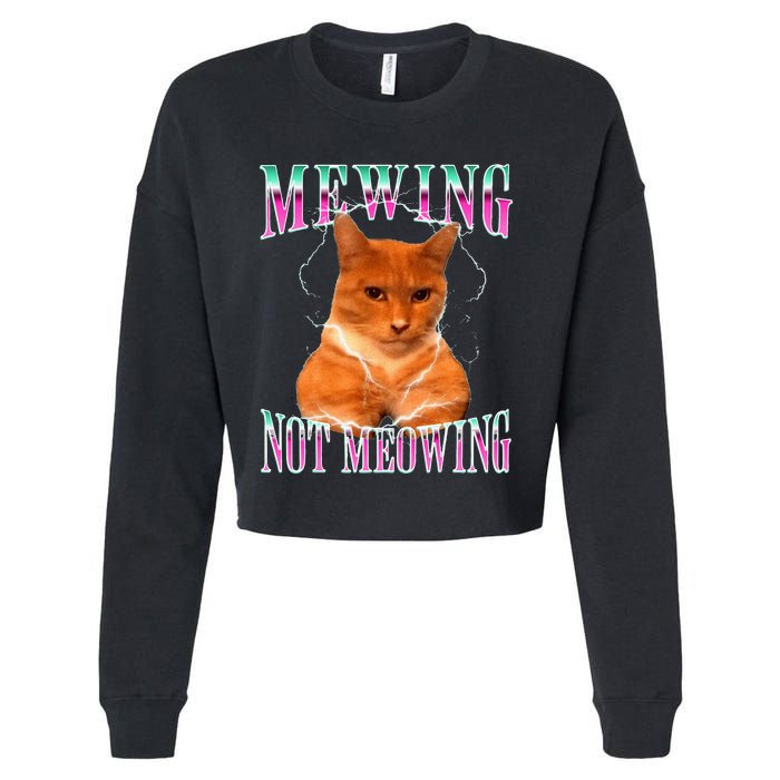 Cat Mewing Meme Mewing Not Meowing Cropped Pullover Crew