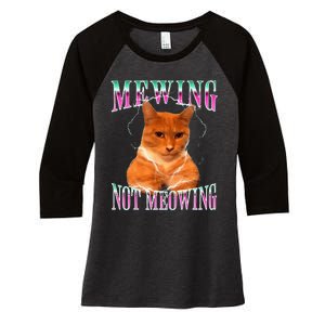 Cat Mewing Meme Mewing Not Meowing Women's Tri-Blend 3/4-Sleeve Raglan Shirt