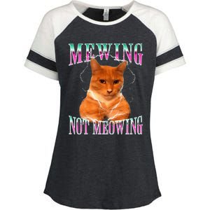 Cat Mewing Meme Mewing Not Meowing Enza Ladies Jersey Colorblock Tee