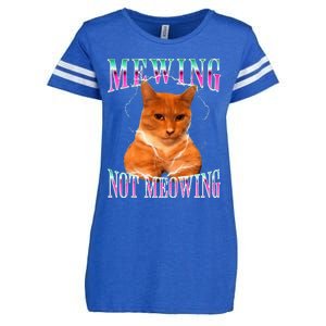 Cat Mewing Meme Mewing Not Meowing Enza Ladies Jersey Football T-Shirt