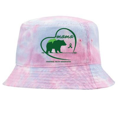 CP Mom Mama Bear Green Ribbon Cerebral Palsy Awareness Mom Tie-Dyed Bucket Hat