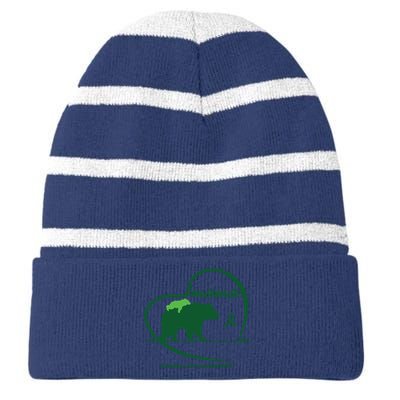 CP Mom Mama Bear Green Ribbon Cerebral Palsy Awareness Mom Striped Beanie with Solid Band