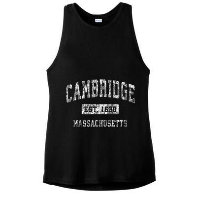 Cambridge Massachusetts Ma Vintage Established Ladies PosiCharge Tri-Blend Wicking Tank