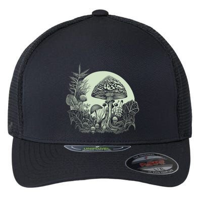 Cottagecore Moon Mushrooms Plants And Trees Gift Flexfit Unipanel Trucker Cap