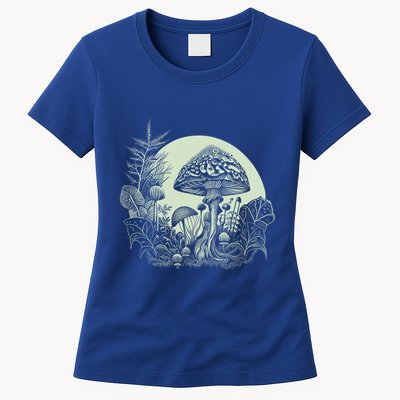 Cottagecore Moon Mushrooms Plants And Trees Gift Womens T-Shirt