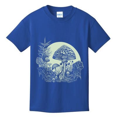 Cottagecore Moon Mushrooms Plants And Trees Gift Kids T-Shirt