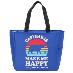 Capybaras Make Me Happy You Not So Much Capybara Lover Retro Zip Tote Bag