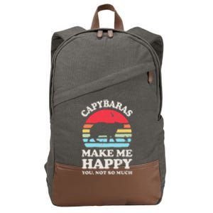 Capybaras Make Me Happy You Not So Much Capybara Lover Retro Cotton Canvas Backpack