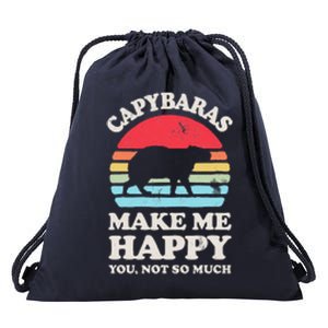 Capybaras Make Me Happy You Not So Much Capybara Lover Retro Drawstring Bag