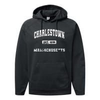 Charlestown Massachusetts MA State Vintage Athletic Style Performance Fleece Hoodie