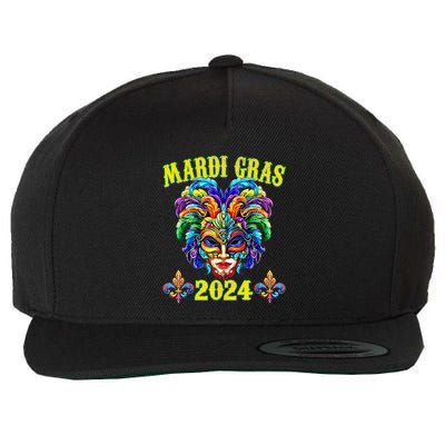 Carnival Mask Mardi Gras 2024 New Orleans Wool Snapback Cap