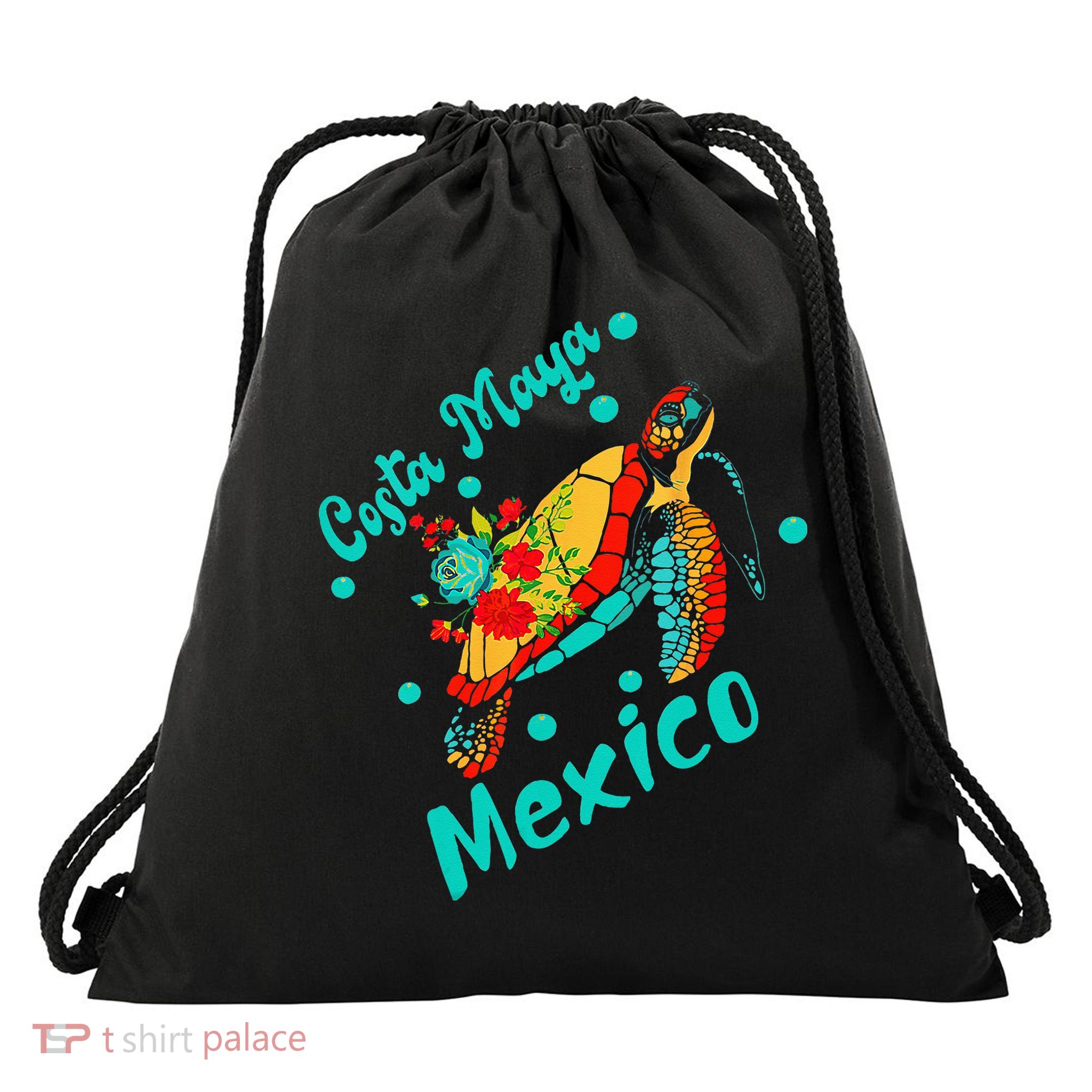Costa Maya Mexico Turtle Sea Tropical Souvenir Travel Drawstring Bag