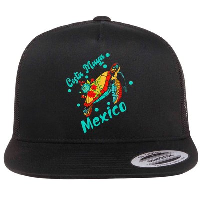 Costa Maya Mexico Turtle Sea Tropical Souvenir Travel Flat Bill Trucker Hat