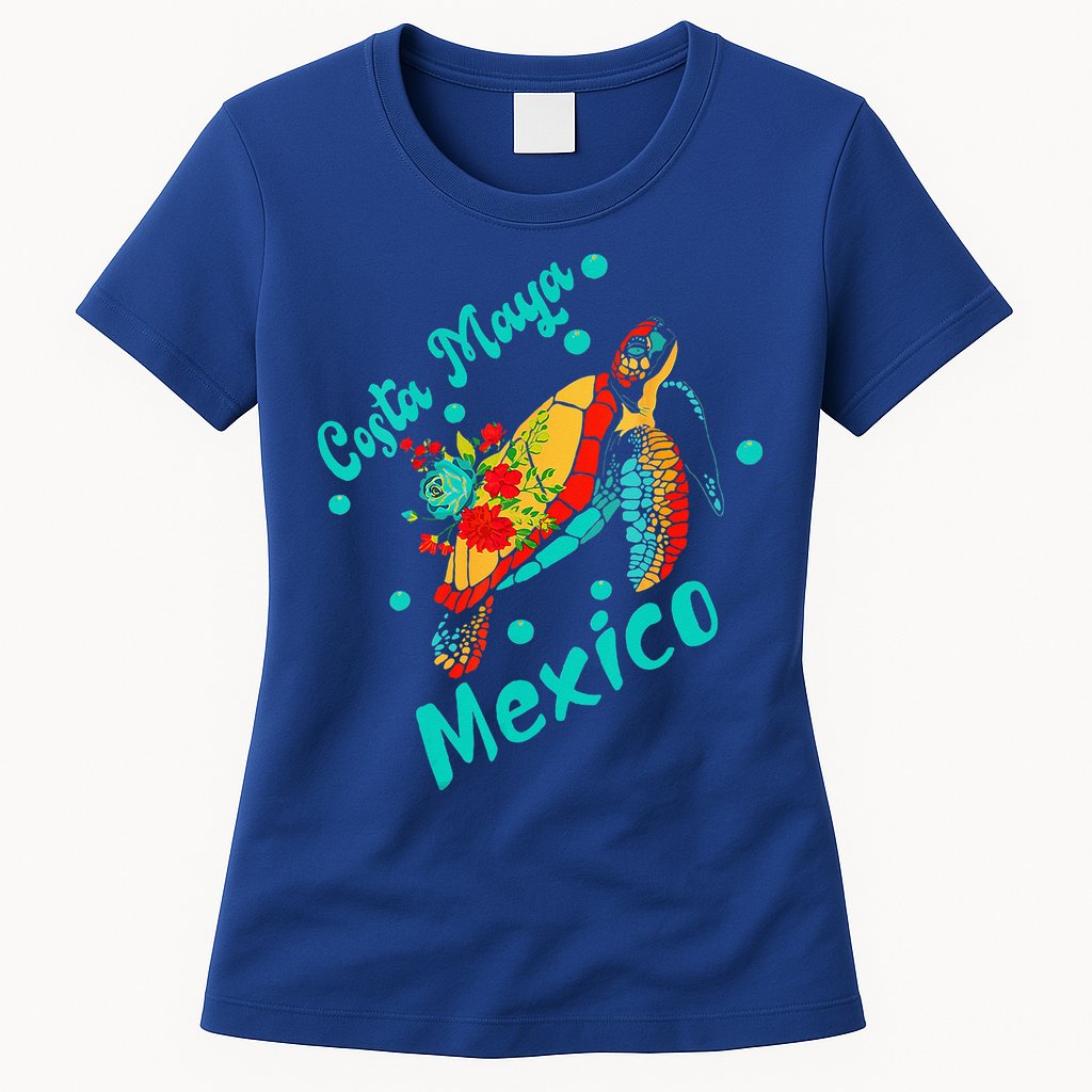 Costa Maya Mexico Turtle Sea Tropical Souvenir Travel Womens T-Shirt