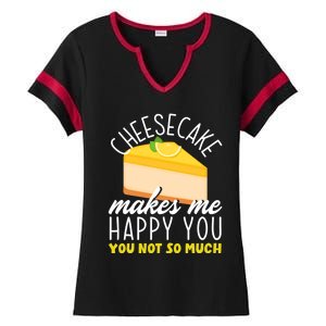 Cheesecake Makes Me Happy Cheese Cake Dessert Great Gift Ladies Halftime Notch Neck Tee