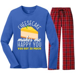 Cheesecake Makes Me Happy Cheese Cake Dessert Great Gift Women's Long Sleeve Flannel Pajama Set 