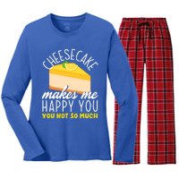 Cheesecake Makes Me Happy Cheese Cake Dessert Great Gift Women's Long Sleeve Flannel Pajama Set 