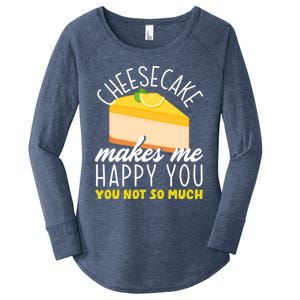 Cheesecake Makes Me Happy Cheese Cake Dessert Great Gift Women's Perfect Tri Tunic Long Sleeve Shirt