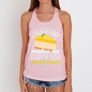 Cheesecake Makes Me Happy Cheese Cake Dessert Great Gift Women's Knotted Racerback Tank