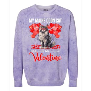 Cute My Maine Coon Cat Is My Valentine Valentines Day Colorblast Crewneck Sweatshirt