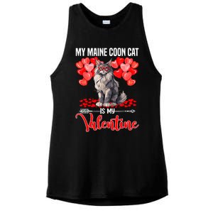 Cute My Maine Coon Cat Is My Valentine Valentines Day Ladies PosiCharge Tri-Blend Wicking Tank